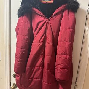 Torrid Red Puffer Coat with Hood and Quilted Insulation